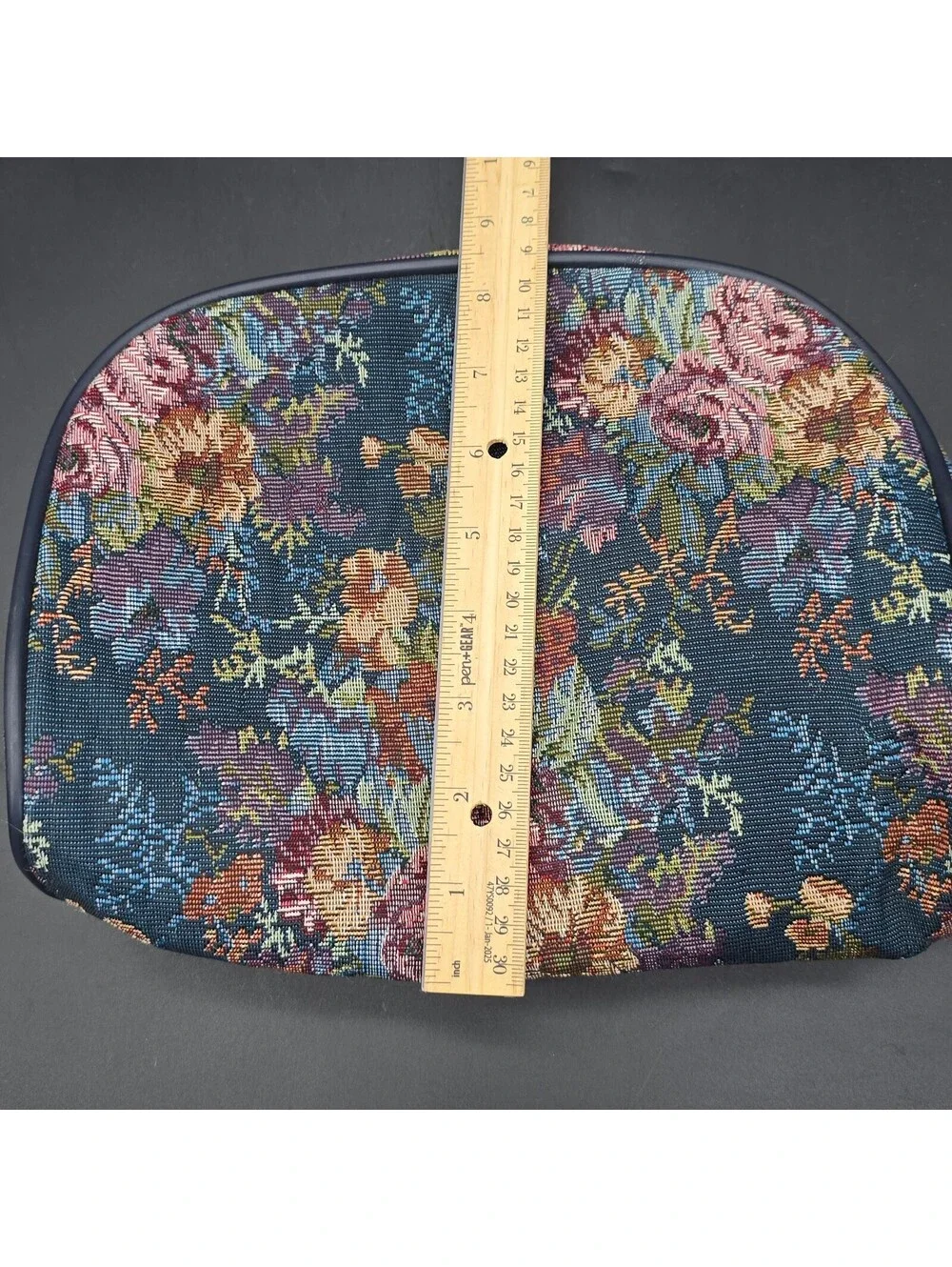 Vintage Jaguar Floral Tapestry Cosmetic Bag JCPenney Makeup Pouch RN 93877 Vtg